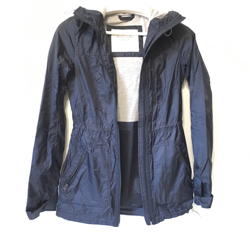Abercrombie & Fitch Rain Jacket Blue Hood Light XS
